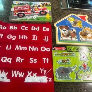 Melissa & Doug Wooden Puzzle (3) Set - Red, Green, Multicolor